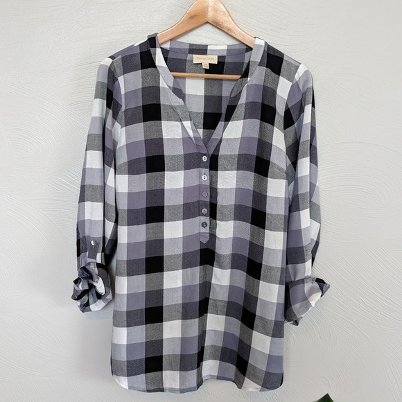Modcloth Tops - ModCloth checked shirt/tunic, tie back top